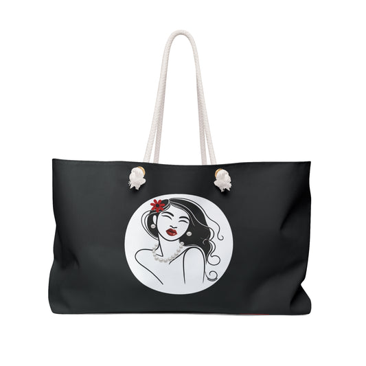 Pearls & Curls3 | Black - Two-Sided Weekender Bag