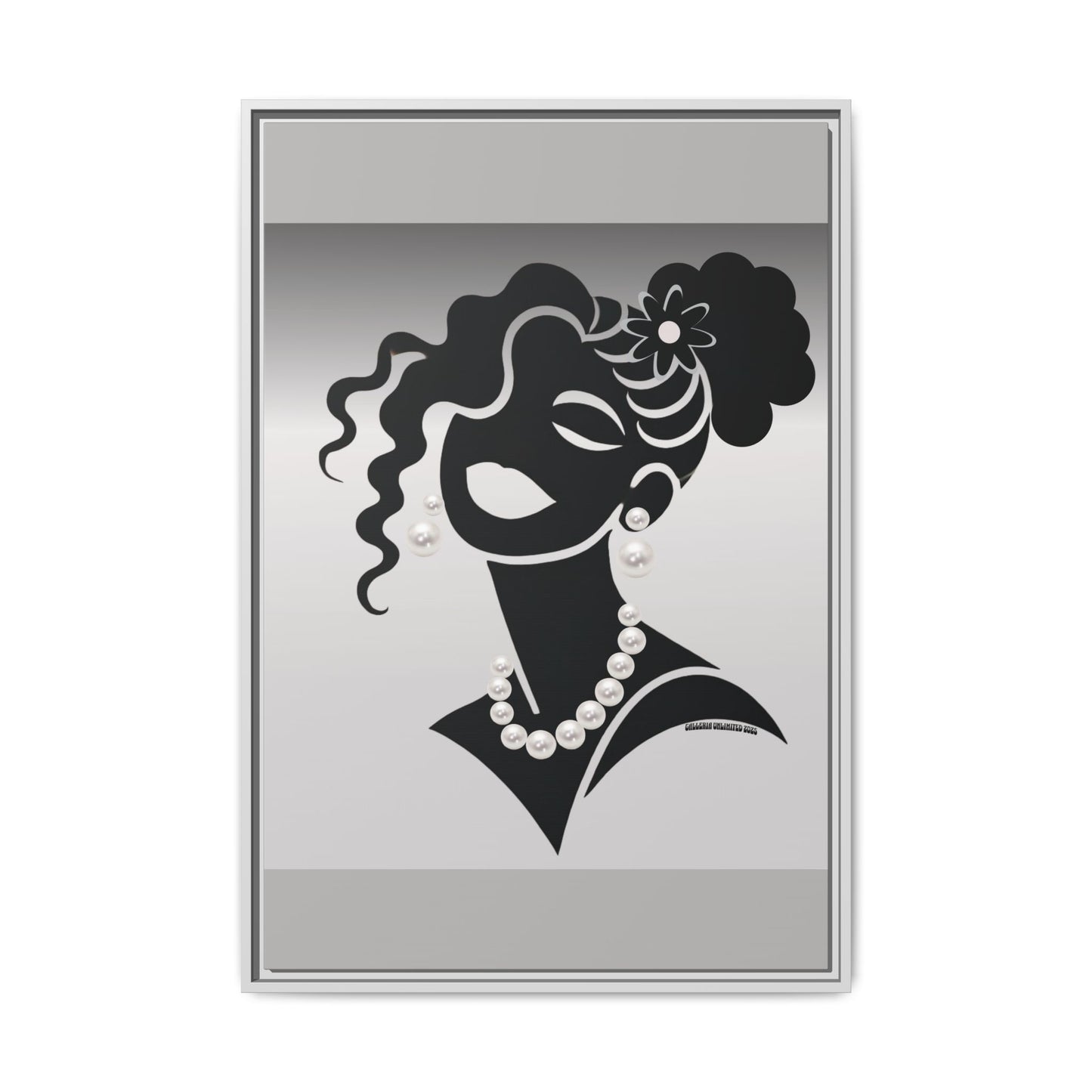 Pearls & Curls5 | Black and White - Framed Matte Canvas Art (black or white frame)