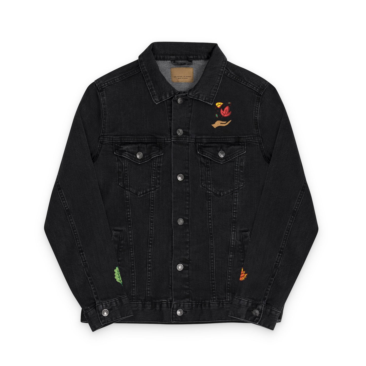 The Cozy Edit1 - Embroidered Denim Jacket (classic, black, and white denim)