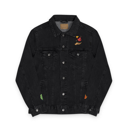 The Cozy Edit1 - Embroidered Denim Jacket (classic, black, and white denim)