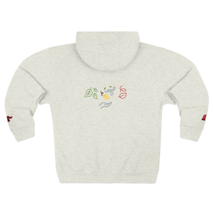 Harvest Haze 5 | 'Sweater Weather' Graphic Icon Zip Hoodie — Cozy Fall Hoodie with Autumn Icons