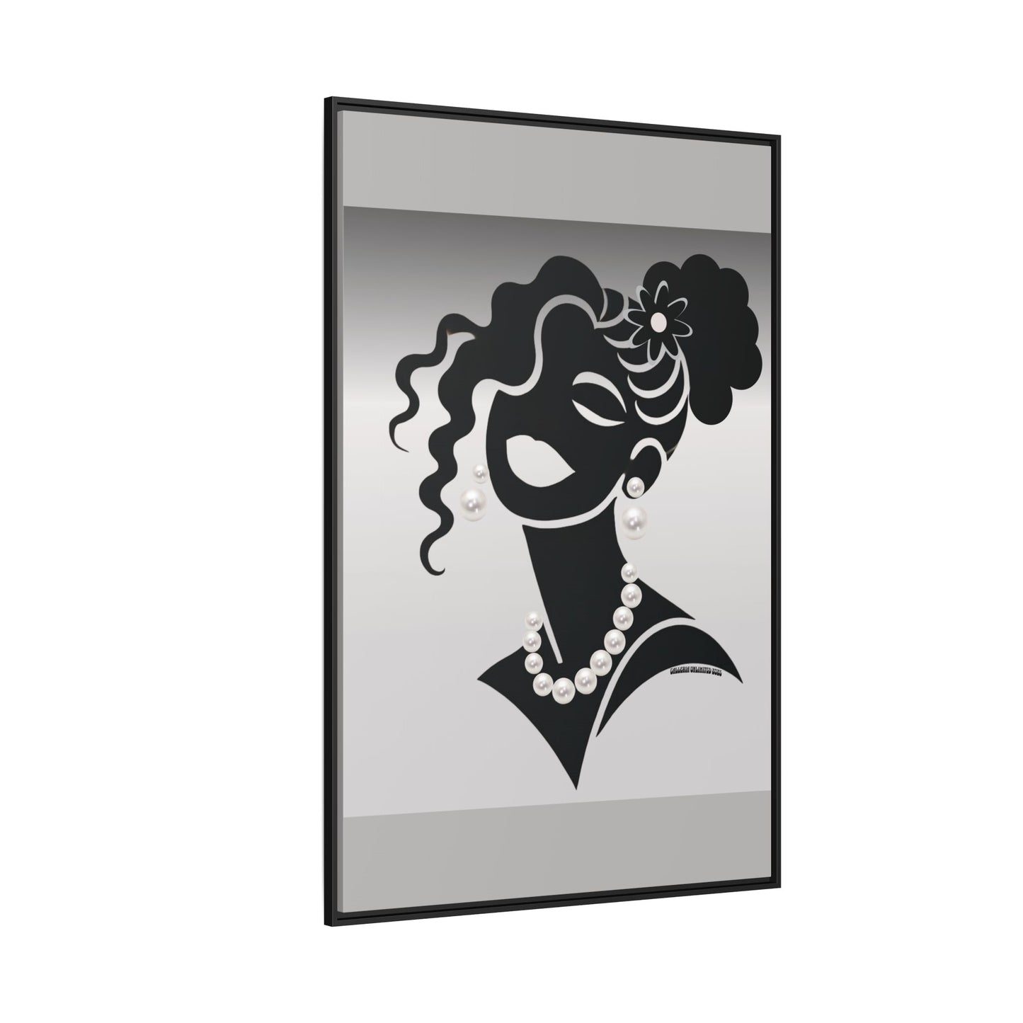 Pearls & Curls5 | Black and White - Framed Matte Canvas Art (black or white frame)