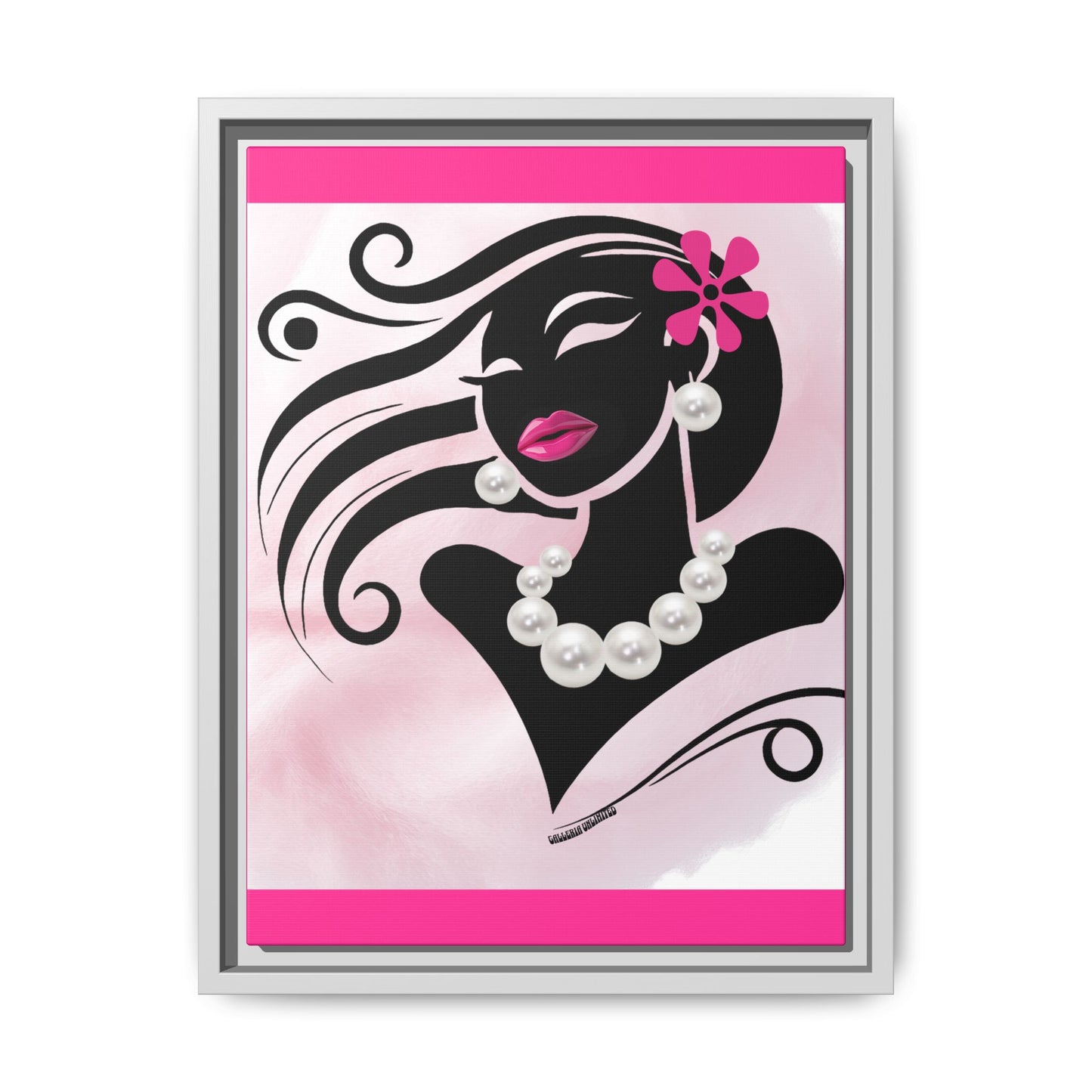 Pearls & Curls 6 | Candy Kiss Framed Matte Canvas Wall Art (black or white frame)