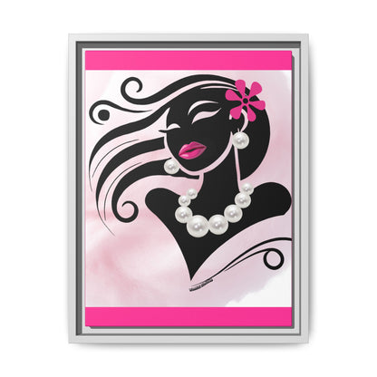 Pearls & Curls 6 | Candy Kiss Framed Matte Canvas Wall Art (black or white frame)