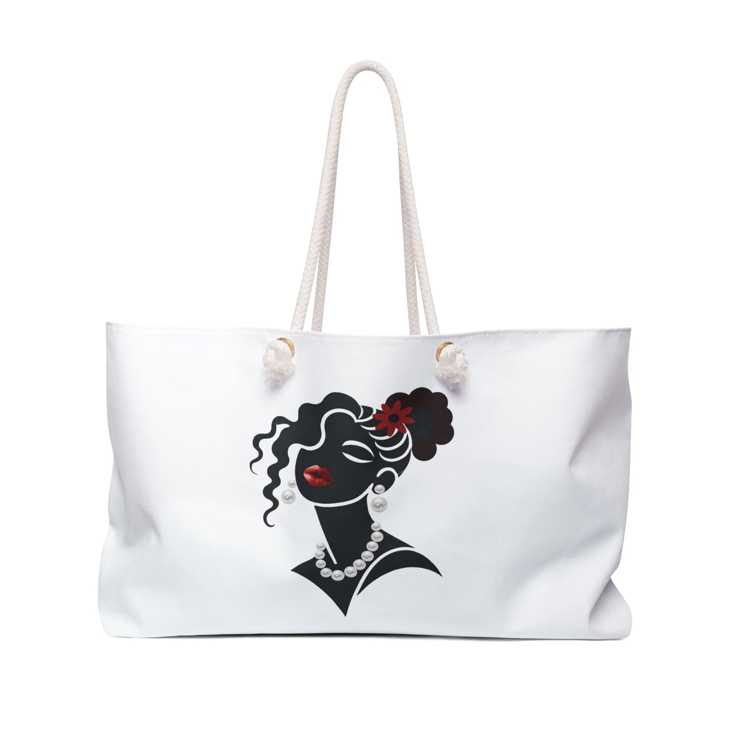 Pearls & Curls 5 | White Double-Sided Weekender Bag