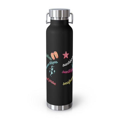 Sandy Toes | Insulated Water Bottle, 22 oz (various colors)