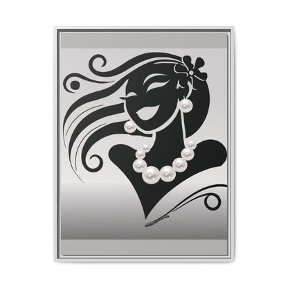 Pearls & Curls6 | Black and White - Framed Matte Canvas Art (black or white frame)