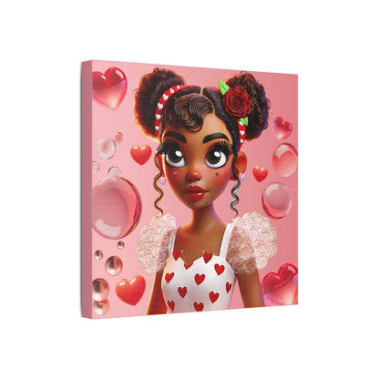 Heartbreaker Girl | Bubble Gum Satin Stretched Canvas Print