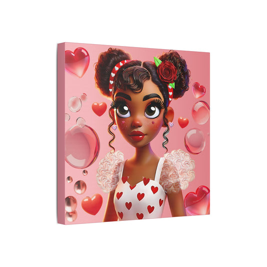 Heartbreaker Girl | Bubble Gum Satin Stretched Canvas Print
