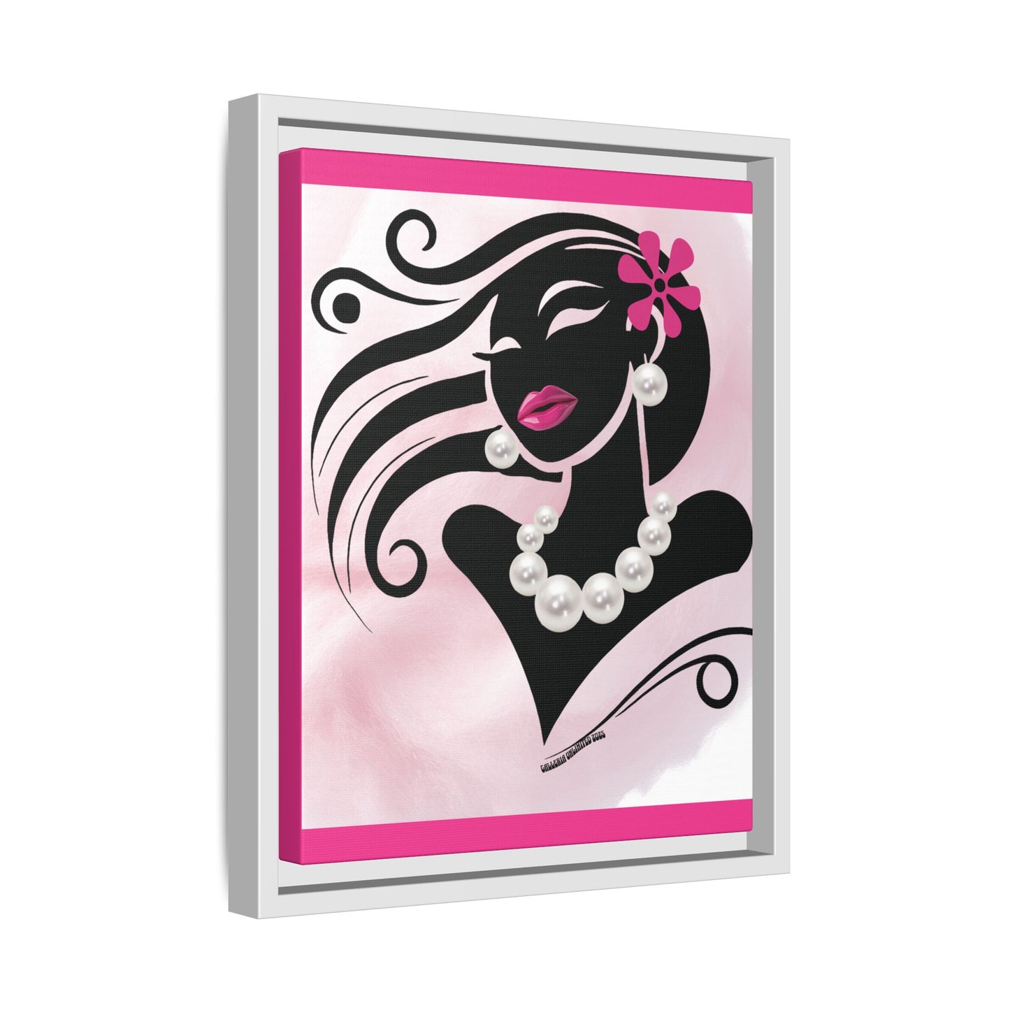 Pearls & Curls6 | Pink Pout - Framed Matte Canvas Art