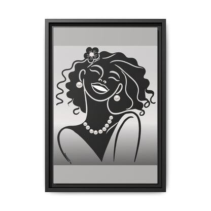 Pearls & Curls2 | Black and White - Framed Matte Canvas Art (black or white frame)