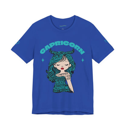 Capricorn | Word Art Graphic Tee2 (turquoise)--"Capricorn" Definition on Back