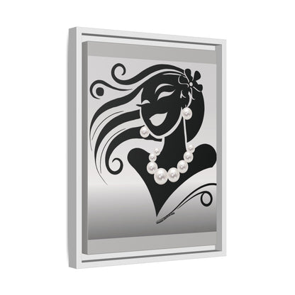 Pearls & Curls6 | Black and White - Framed Matte Canvas Art (black or white frame)