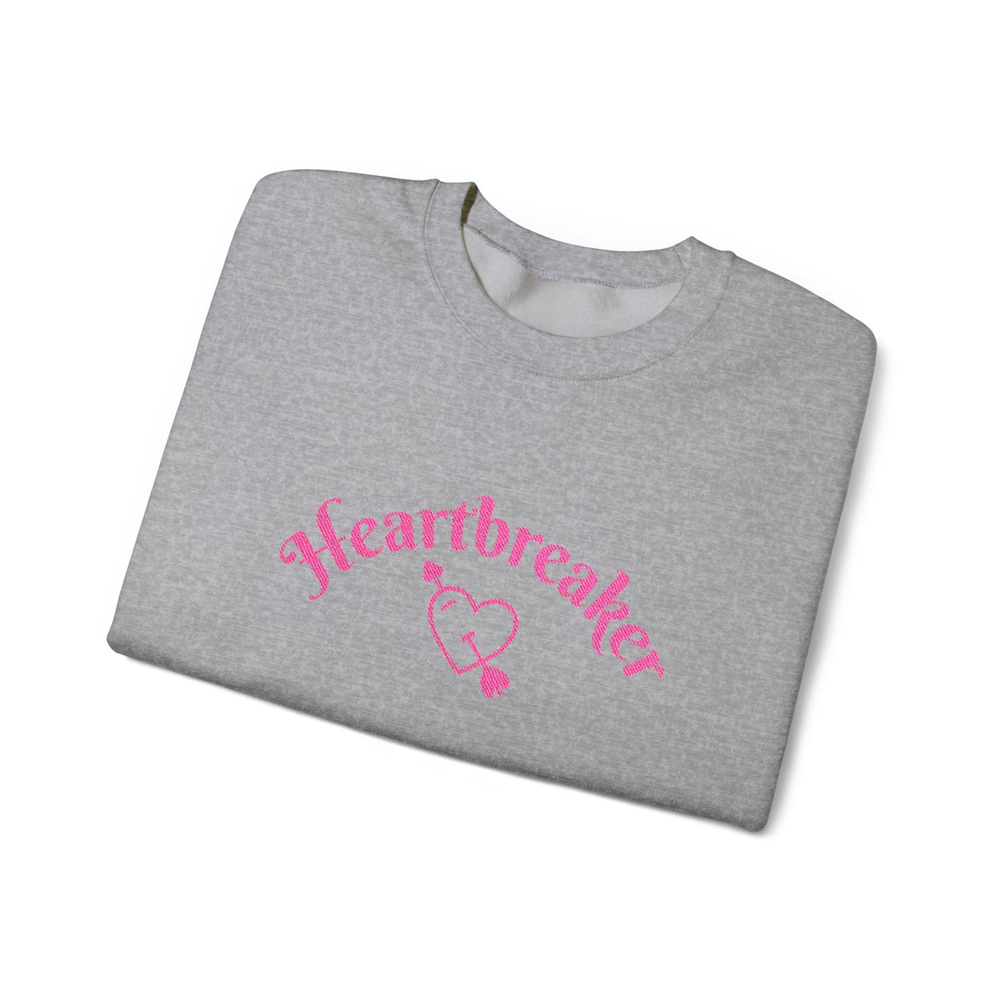 Heartbreaker 0 | Pink Embroidered Heartbreaker Crewneck Sweatshirt