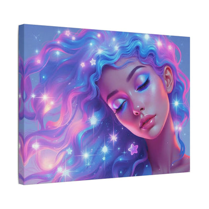 Winter Fantasy 3 | Dreamy Starry Muse Satin Stretched Canvas Print
