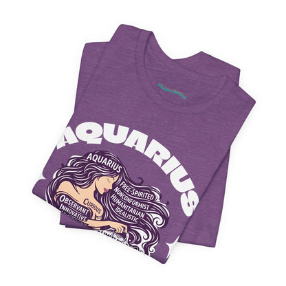 Aquarius | Word Art Graphic Tee2 (amethyst)-"Aquarius" Definition on Back