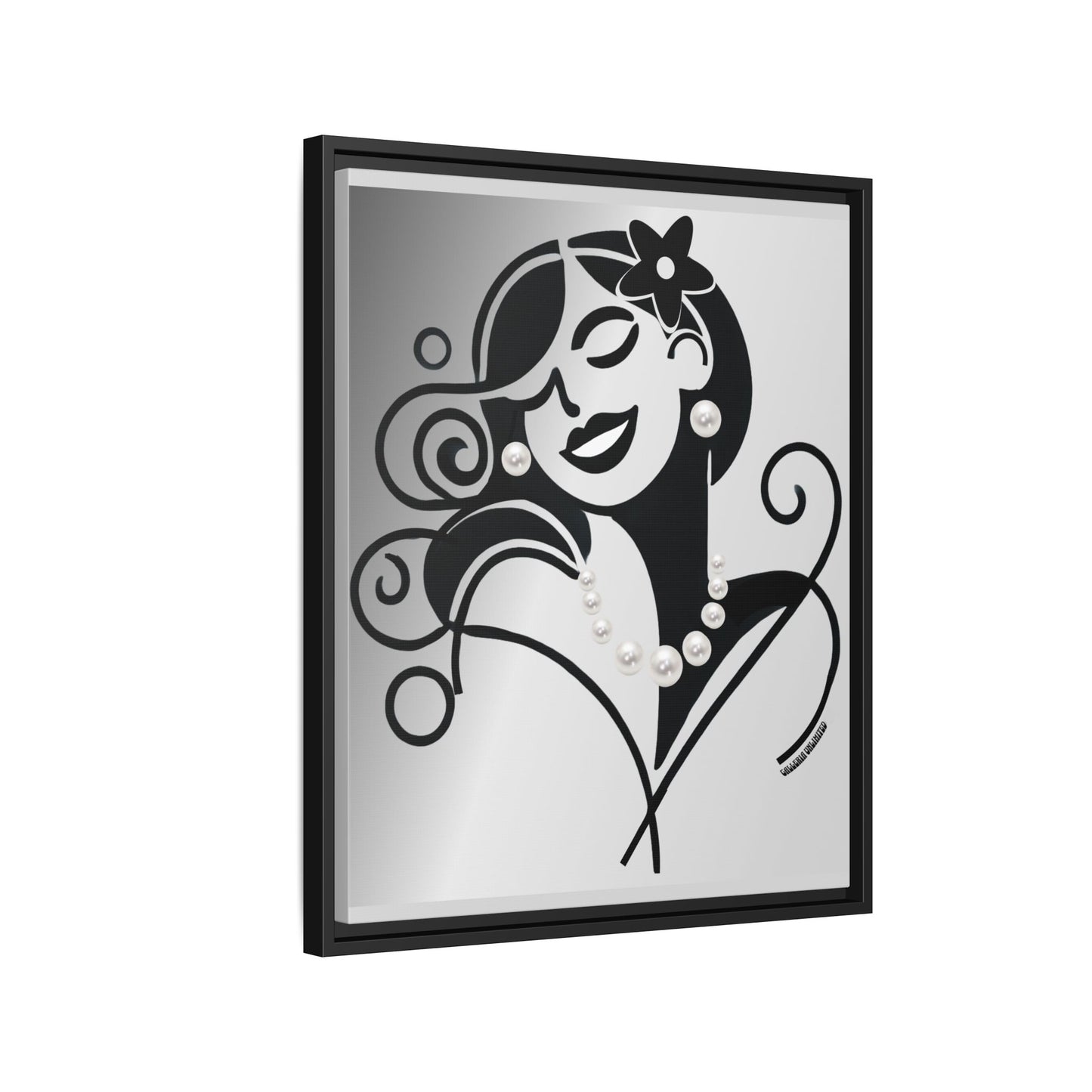 Pearls & Curls 4 | Black and White Framed Matte Canvas Wall Art (black or white frame)