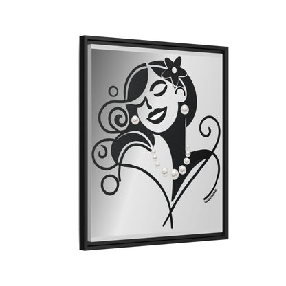 Pearls & Curls 4 | Black and White Framed Matte Canvas Wall Art (black or white frame)