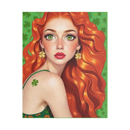 Clovers 4 | Shamrock Goddess, Stretched Satin Canvas Print