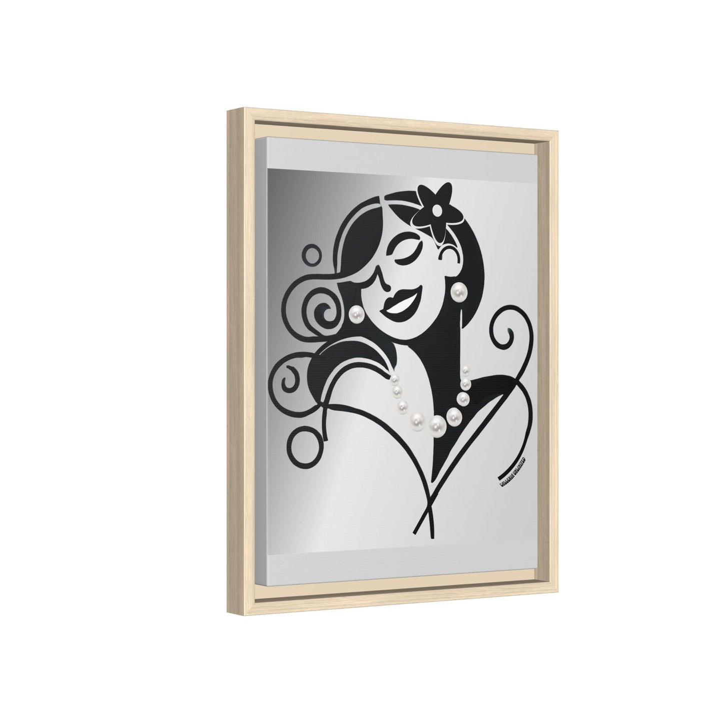 Pearls & Curls 4 | Black and White Framed Matte Canvas Wall Art (black or white frame)