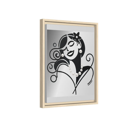 Pearls & Curls 4 | Black and White Framed Matte Canvas Wall Art (black or white frame)