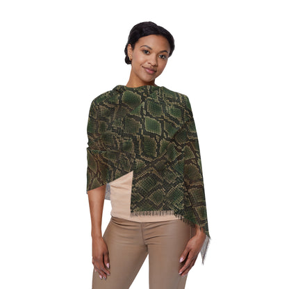 Snake | Olive Snakeskin Light Scarf — Sheer Lightweight Animal Pattern Fashion Scarf