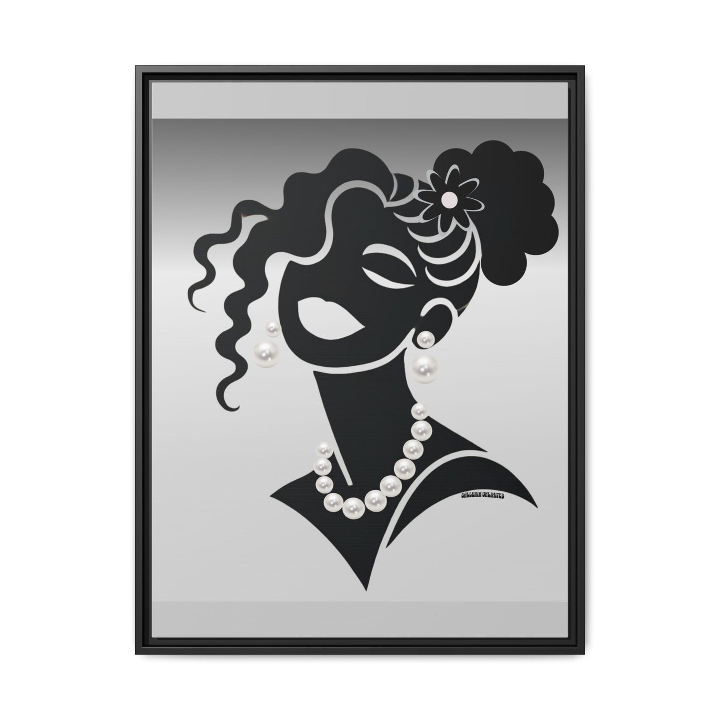 Pearls & Curls 2 | Black and White Framed Matte Canvas Wall Art (black or white frame)