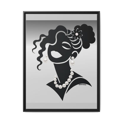 Pearls & Curls 2 | Black and White Framed Matte Canvas Wall Art (black or white frame)