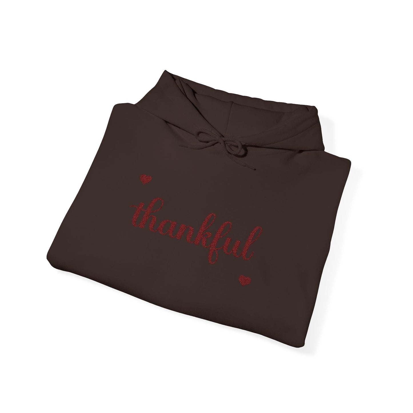 The Thankful Edit1 | Maroon Embroidered Thankful Hoodie, maroon hearts (multiple colors)