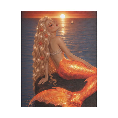 Gilded Sirens | Amber Horizon, Satin Stretched Canvas Print