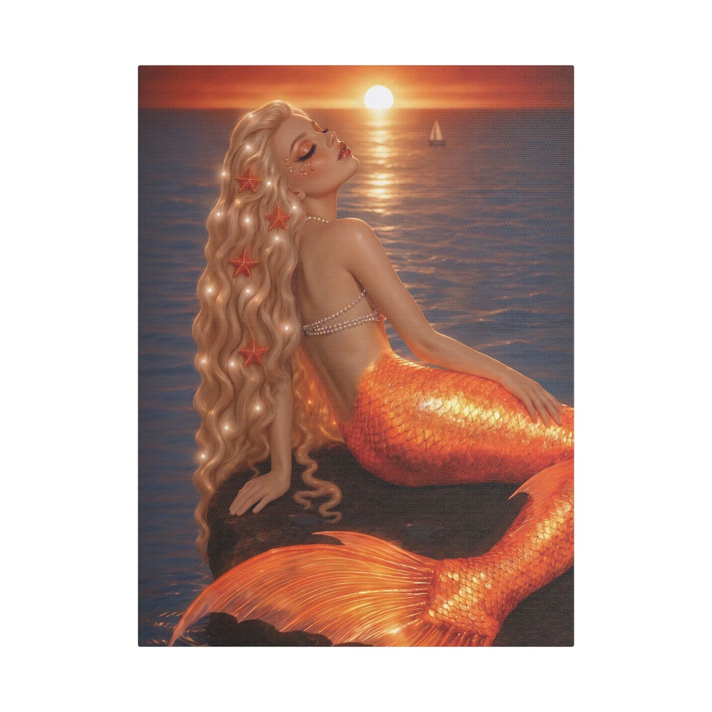 Gilded Sirens | Amber Horizon, Satin Stretched Canvas Print