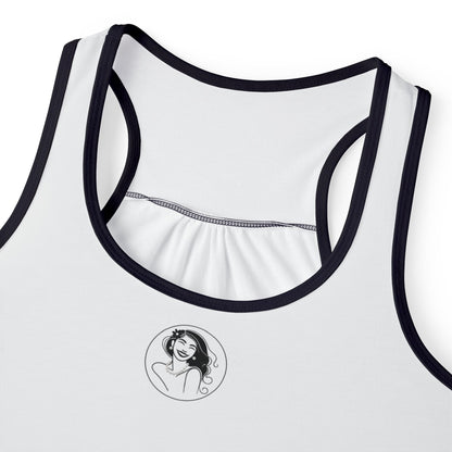Pearls & Curls3 | White - Plain Ringer Tank (black or white trim)