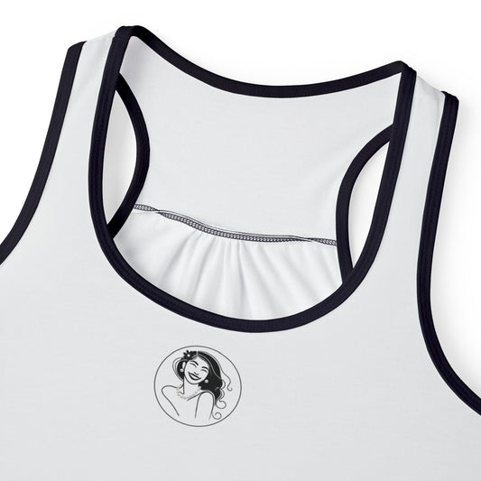 Pearls & Curls3 | White - Plain Ringer Tank (black or white trim)