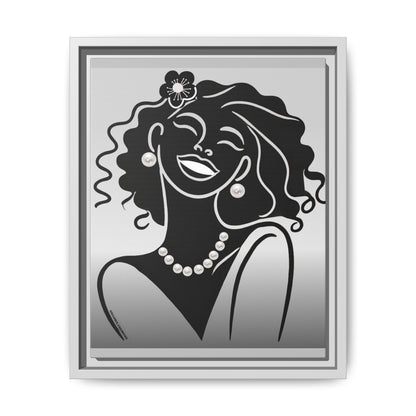Pearls & Curls 2 | Black and White Framed Matte Canvas Wall Art (black or white frame)