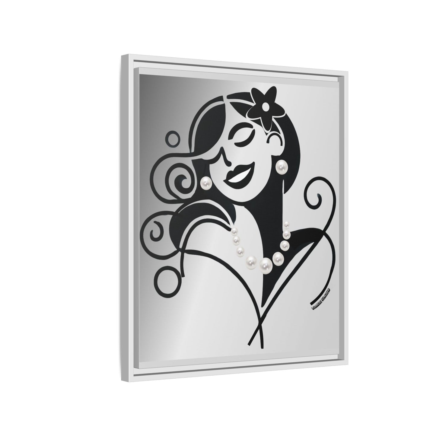 Pearls & Curls 4 | Black and White Framed Matte Canvas Wall Art (black or white frame)