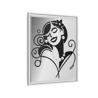Pearls & Curls 4 | Black and White Framed Matte Canvas Wall Art (black or white frame)