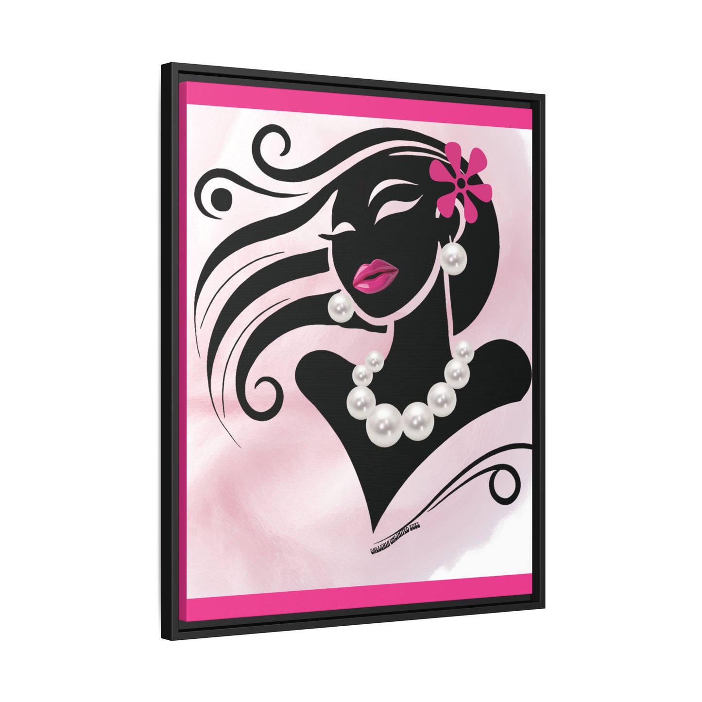 Pearls & Curls6 | Pink Pout - Framed Matte Canvas Art