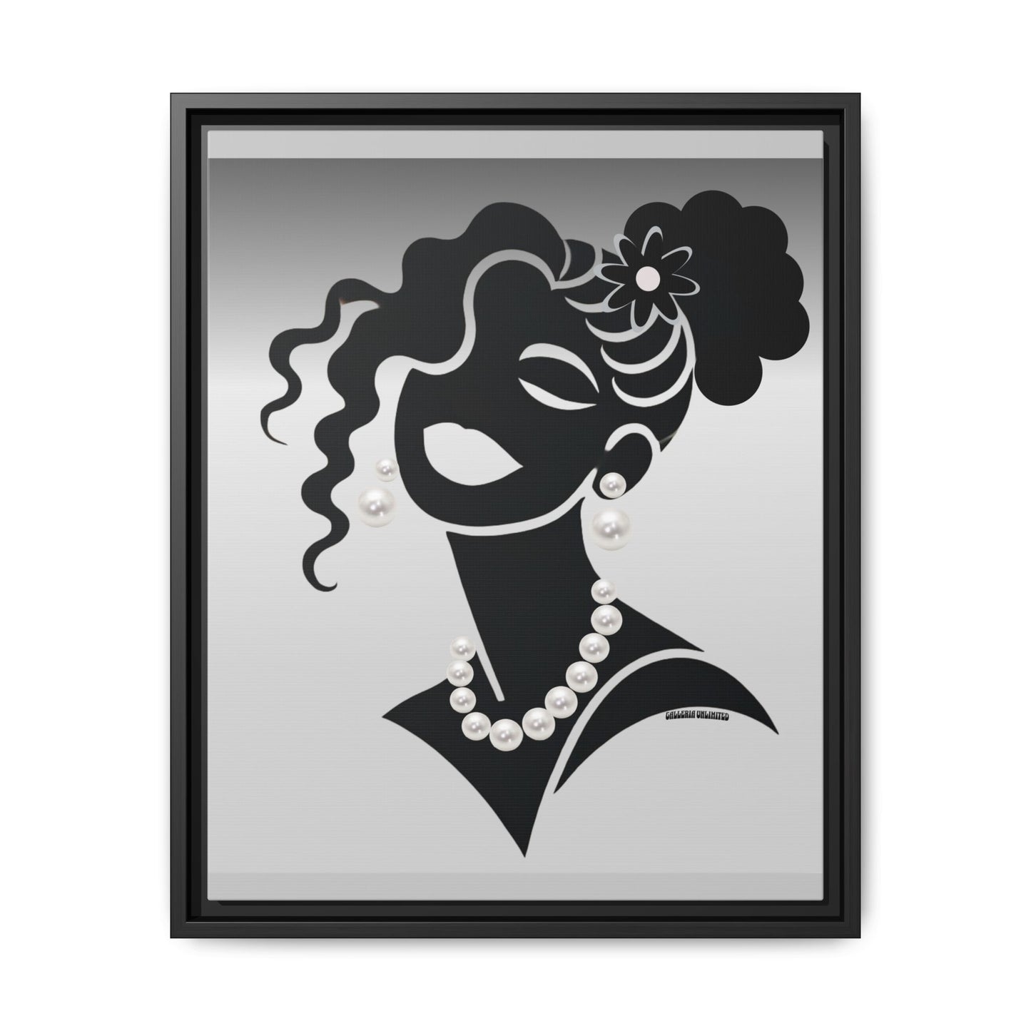 Pearls & Curls 2 | Black and White Framed Matte Canvas Wall Art (black or white frame)