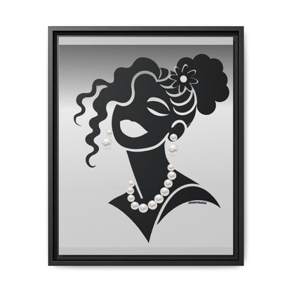 Pearls & Curls 2 | Black and White Framed Matte Canvas Wall Art (black or white frame)